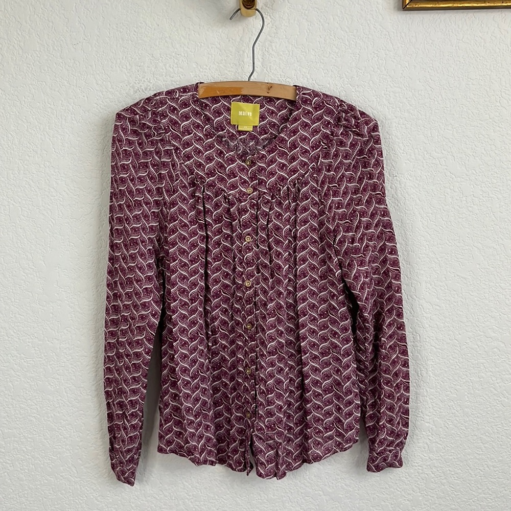 Anthropologie Maeve Orli Bibbed Button Down Blouse View 2